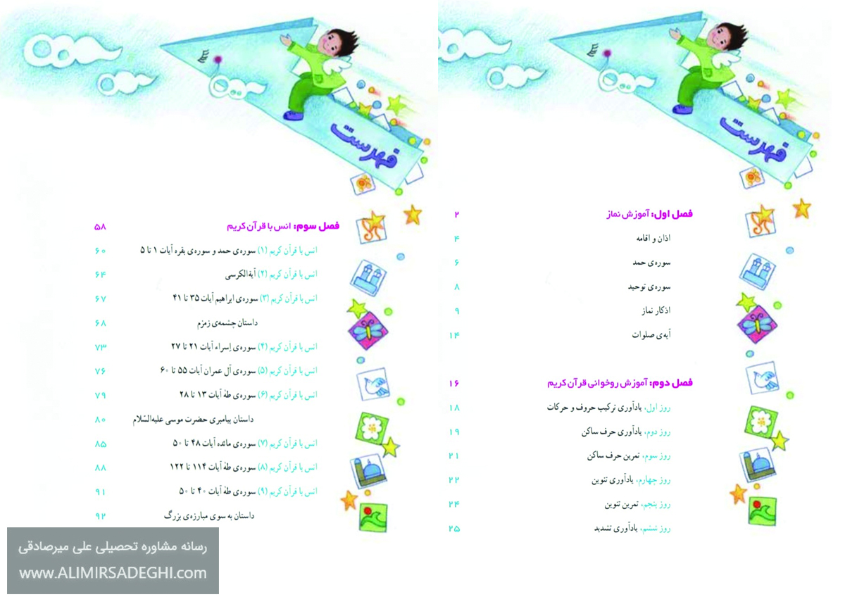 سرفصل های قرآن پایه سوم ابتدایی